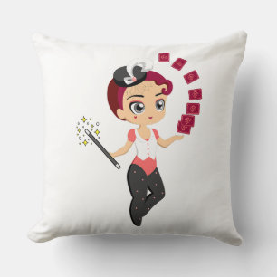 Cojín Decorativo Cute Chibi Hechicera Femenina Realizando Magia de