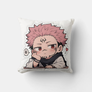 Cojín Decorativo Cute Chibi Pouty King Sticker - Kawaii Pelo Rosa