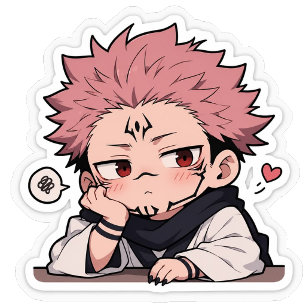 Cojín Decorativo Cute Chibi Pouty King Sticker - Kawaii Pelo Rosa 