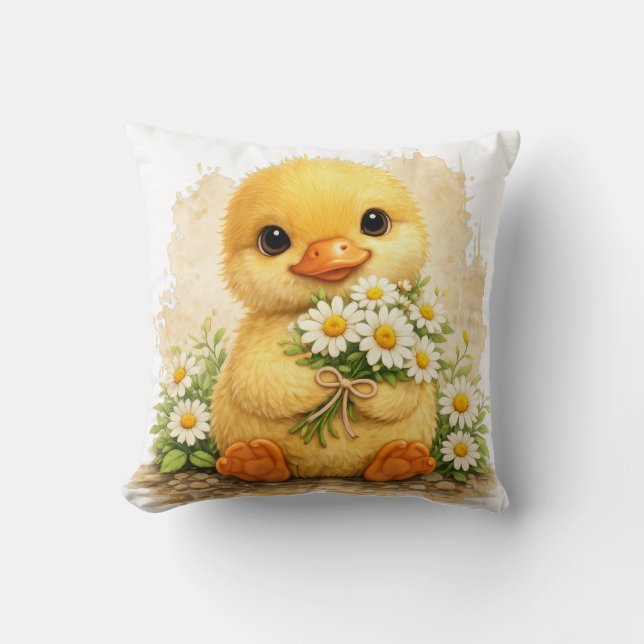 Cojín Decorativo Cute Chick Flower Pillow Kawaii Easter Nursery Dec (Anverso)