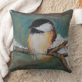 Cojín Decorativo Cute Chickadee Arte Con Tapa Negra