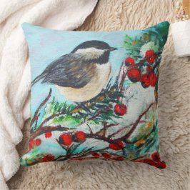 Cojín Decorativo Cute Chickadee Bird Art