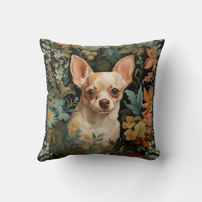 Cojín Decorativo Cute Chihuahua in William Morris Style Garden (Reverso)
