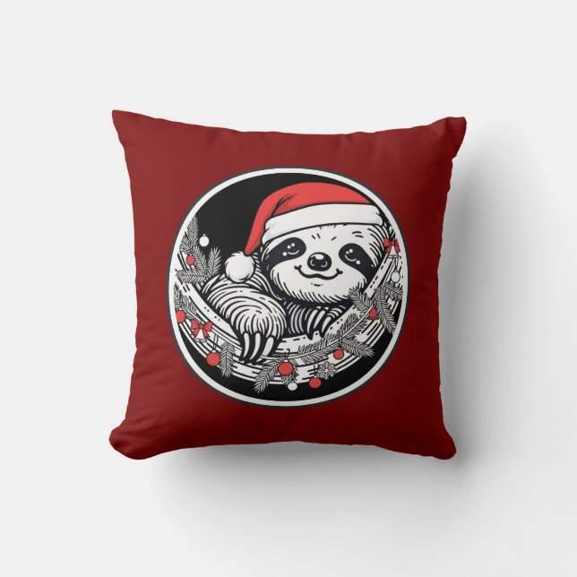 Cojín Decorativo Cute Christmas Sloth Pillow (Anverso)