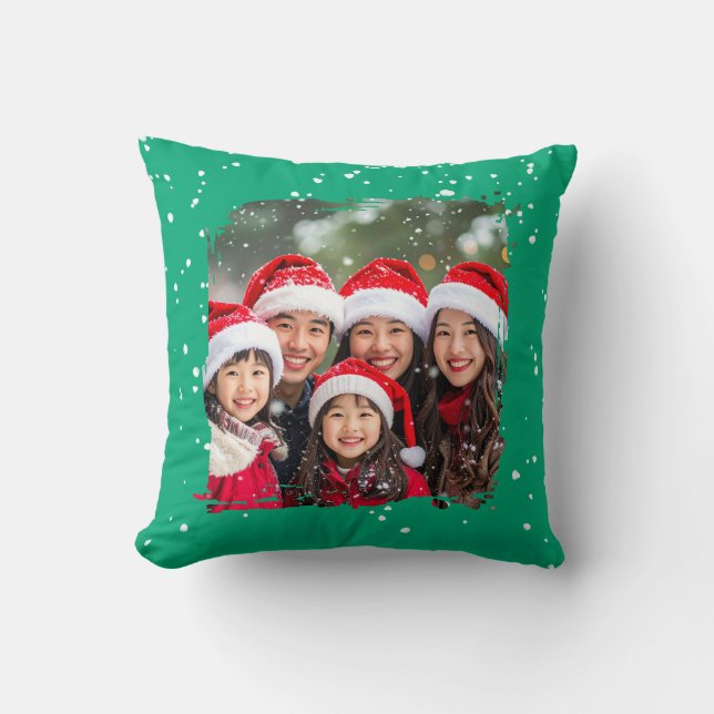 Cojín Decorativo Cute Christmas Snow Family Photo (Anverso)