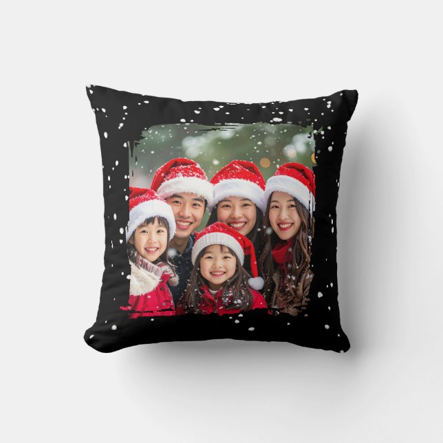 Cojín Decorativo Cute Christmas Snow Family Photo (Anverso)