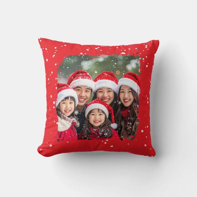 Cojín Decorativo Cute Christmas Snow Family Photo (Anverso)