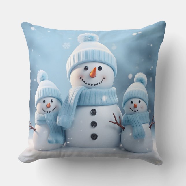 Cojín Decorativo Cute Christmas Snowman Throw Pillow (Anverso)