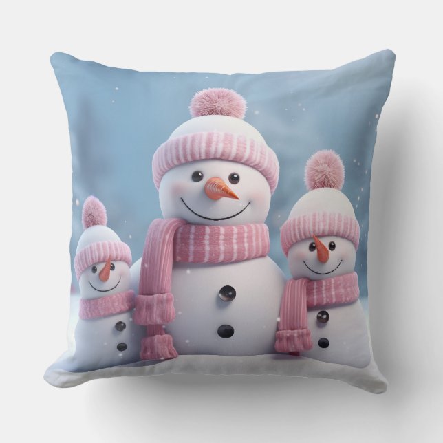 Cojín Decorativo Cute Christmas Snowman Throw Pillow (Anverso)