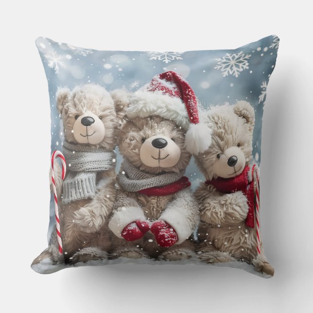Cojín Decorativo Cute Christmas Teddy Bear Throw Pillow (Anverso)