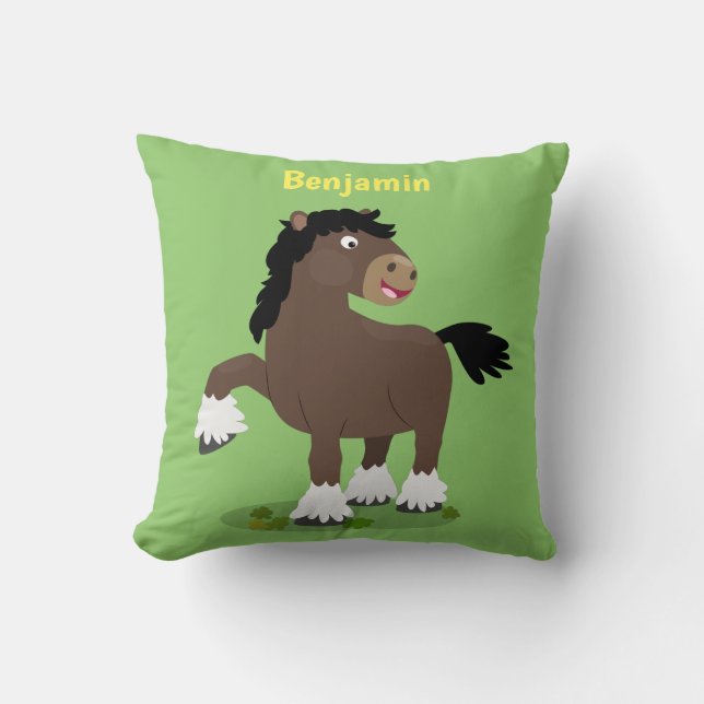 Cojín Decorativo Cute Clydesdale personalizado de caballo ilustraci (Anverso)