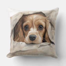 COJÍN DECORATIVO CUTE COCKER SPANIEL PUPPER BAJO BLANCO