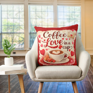 Cojín Decorativo Cute Coffee Love en una Taza Cotización San Valent