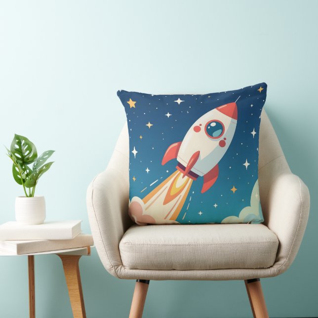 Cojín Decorativo Cute cohete espacial despegando (Silla)