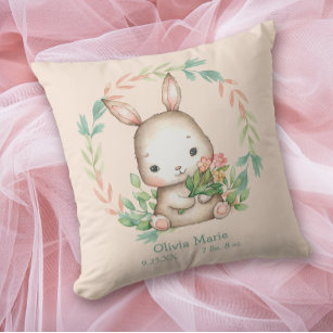 Cojín decorativo Bebé recién nacido niña durmiendo en rosa 