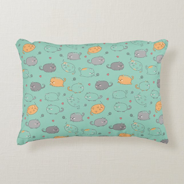 Cojín Decorativo Cute & Cozy Sleepy Cat Dreams Pattern (Anverso)