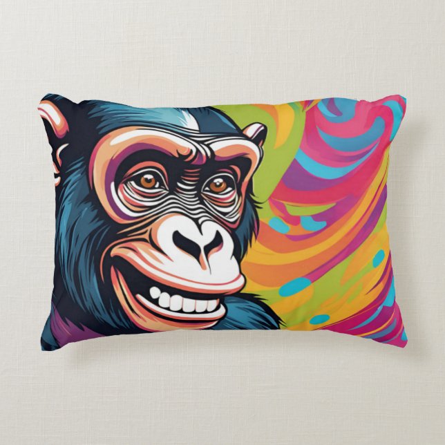 Cojín Decorativo Cute Crazy Funny Chimpanzee (Anverso)