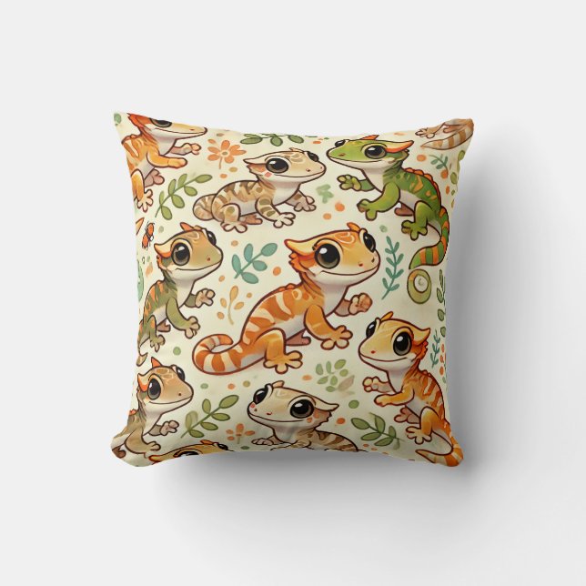 Cojín Decorativo Cute Crested Gecko Cushion 🌿 🦎 (Anverso)