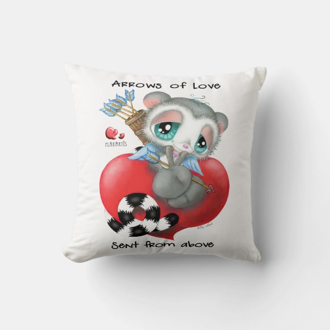 Cojín Decorativo Cute Cupid Lemur on Heart - Arrows of Love (Anverso)