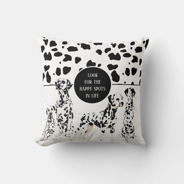 Cojín Decorativo Cute dálmata Black & White Happy Spots (Anverso)