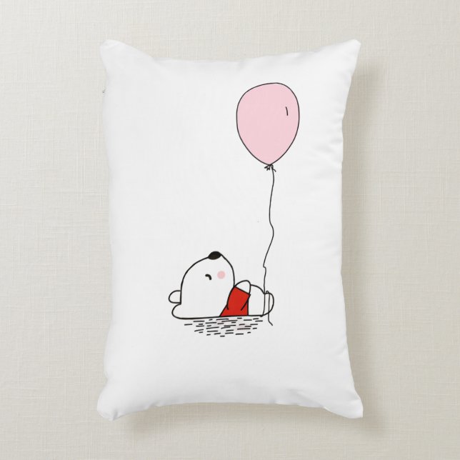 Cojín Decorativo Cute de afloat de oso de globo (Frente (Vertical))