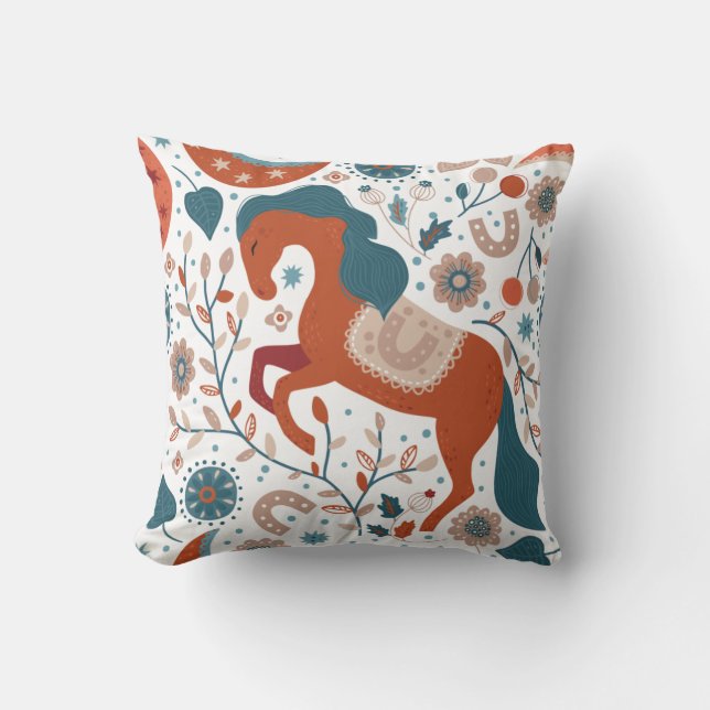 Cojín Decorativo Cute de caballos escandinavo (Anverso)