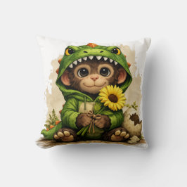Cojín Decorativo Cute Dino Baby Flower Pillow Kawaii Animal