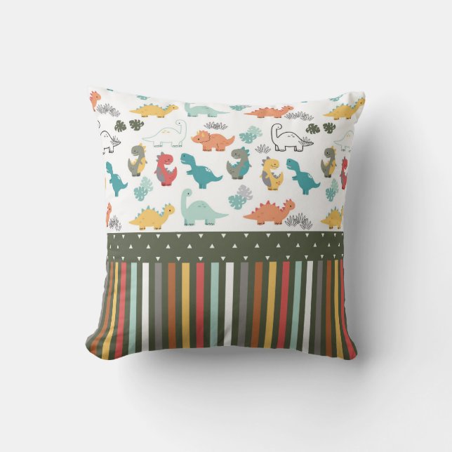 Cojín Decorativo Cute Dinosaur Stripe Pattern Niños (Anverso)