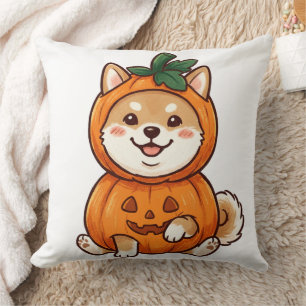 Cojín Decorativo Cute Disfraz de Calabaza para Shiba Inu Halloween