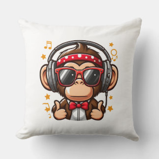 Cojín Decorativo Cute DJ Monkey with Headphones for Kids