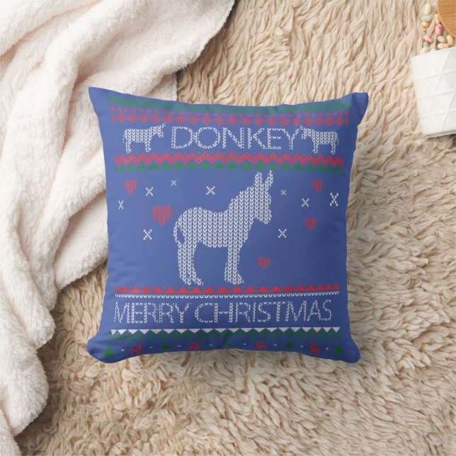 Cojín Decorativo Cute Donkey Ugly Sweater Christmas Holiday Winter (Manta)
