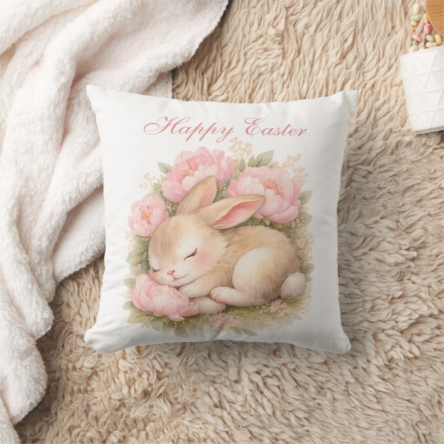 Cojín Decorativo Cute Easter Bunny Rabbit Pink Blush Peony (Manta)
