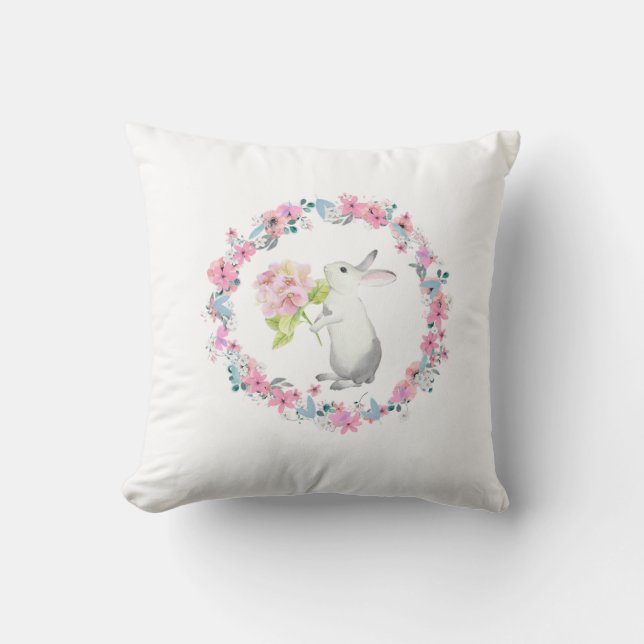 Cojín Decorativo Cute Easter Bunny Throw Pillow (Anverso)