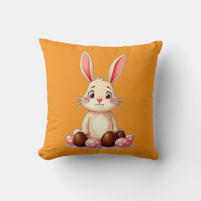 Cojín Decorativo Cute Easter Bunny with Chocolate Eggs almofada (Anverso)