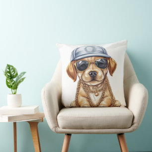 COJÍN DECORATIVO CUTE EL PEQUEÑO PERRO DE GAMA EN ROPA Y GORRA