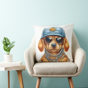 COJÍN DECORATIVO CUTE EL PEQUEÑO PERRO DE GAMA EN ROPA Y GORRA