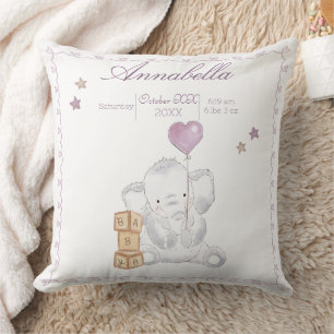 Cojín Decorativo Cute elefante bebé niña y globo de agua
