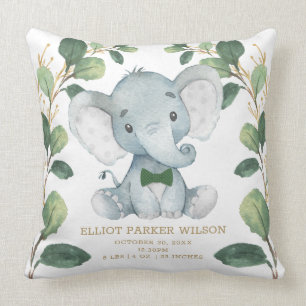 Cojín Decorativo Cute Elephant Little Man Greenery Gold Stats