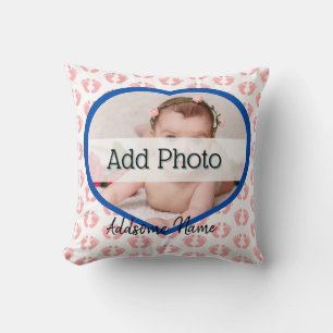 Cojín Decorativo Cute enfermera Corazón Rosa Bebé Foto de huella ro