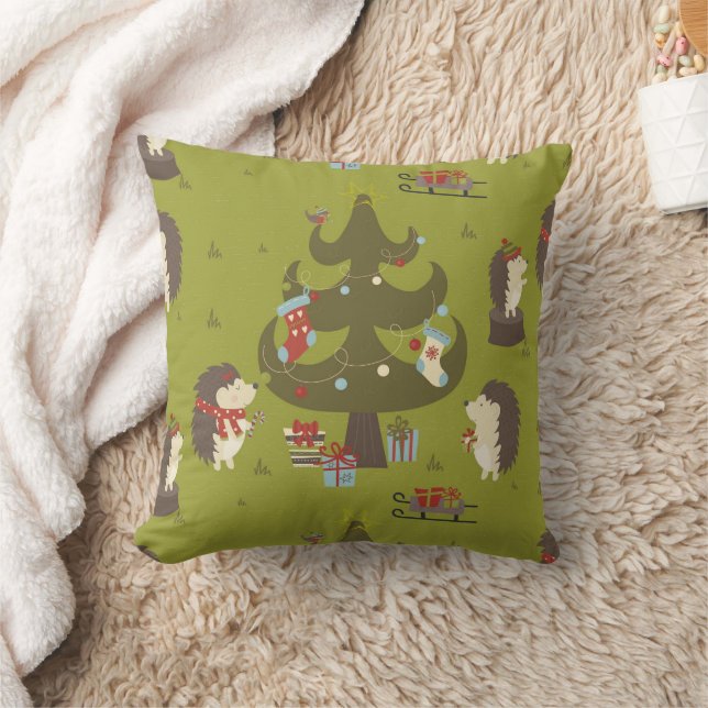 Cojín Decorativo Cute erros verdes con árbol de Navidad (Manta)