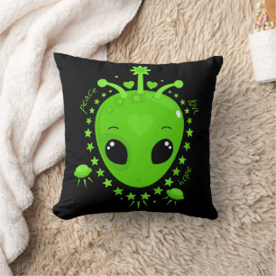 Cojín Decorativo Cute Extraterrestre Paz Esperanza Amor Diversión E