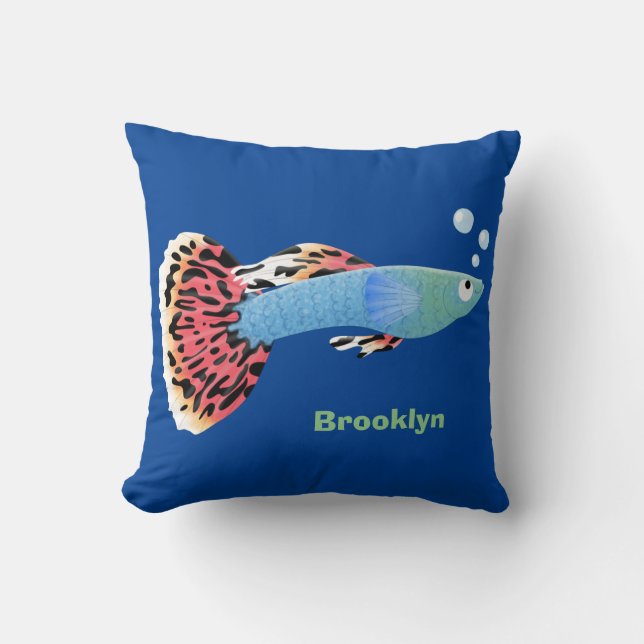 Cojín Decorativo Cute fancy guppy tropical fish cartoon  (Anverso)