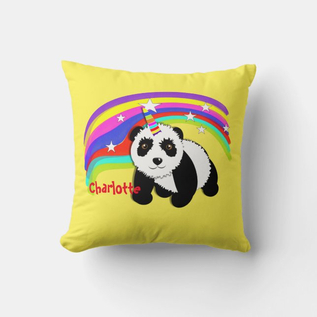 Cojín Decorativo Cute Fantasía Unicornio Panda Tema (Anverso)