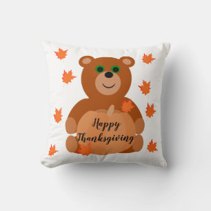 Cojín Decorativo Cute Feliz Día de Acción de Gracias Hojas de Calab
