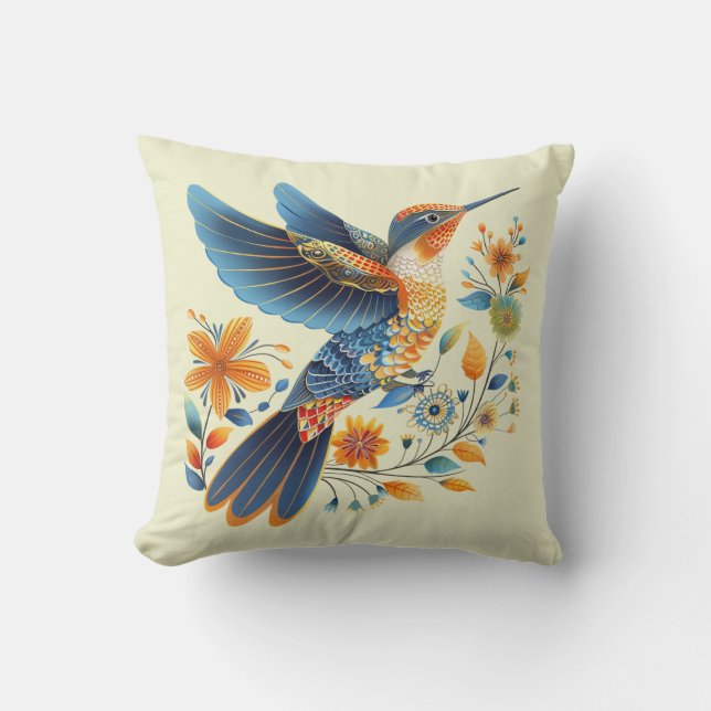 Cojín decorativo Cute Floral Hummingbird (Anverso)