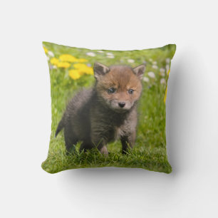 Cojín Decorativo Cute Fluffy Red Fox Cub Wild Baby Animal Photo -