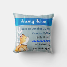 Cojín Decorativo Cute Fox Baby Stats Birt Memory Pillow keepsake