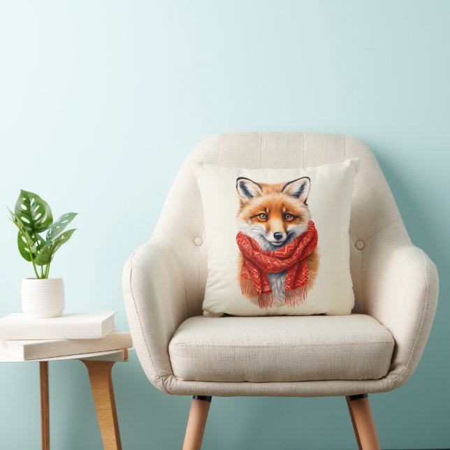 Cojín Decorativo Cute Fox in a Red Scarf Autumn Image (Silla)