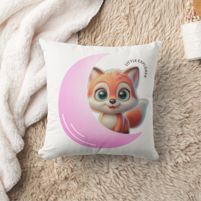 Cojín Decorativo Cute Fox Pink Moon Cushion (Manta)