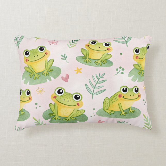 Cojín Decorativo Cute frogs Pattern (Anverso)